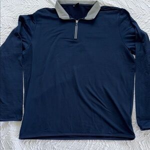 Adidas Lightweight Navy and Gray Quarter-Zip Pullover EUC L